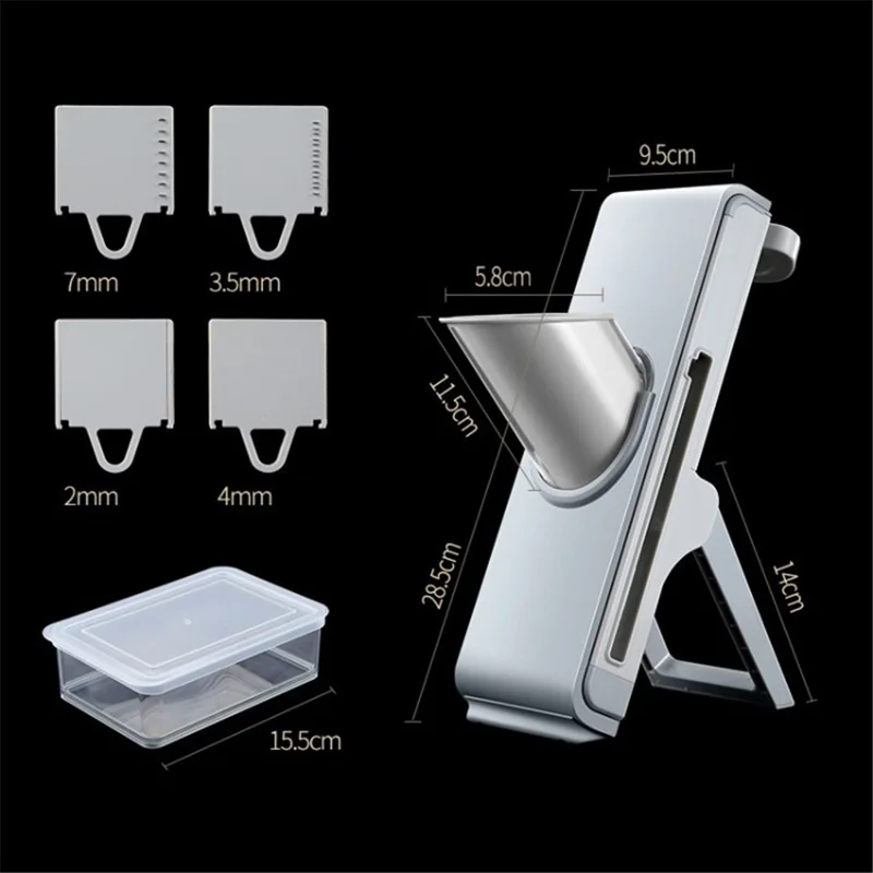 4 in 1 Vegetable Cutter Grater Multi-functional Safe Slicer Food Onion Chopper for Salad Potato Carrot Garlic (No FDA Certificate) - Grey