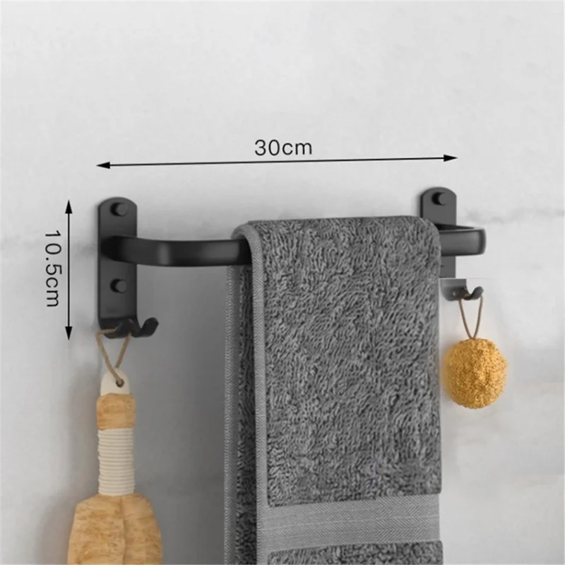 Bath Towel Bar Wall Mounted Towel Holder Storage Shelves Towel Rack Bathroom Accessories - 30cm