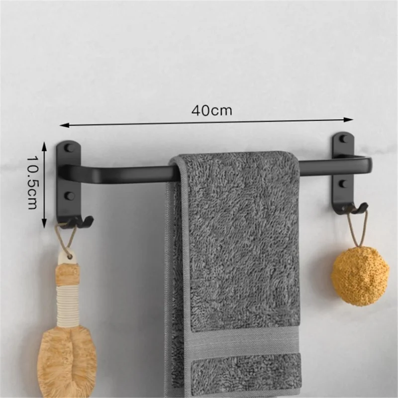Bath Towel Bar Wall Mounted Towel Holder Storage Shelves Towel Rack Bathroom Accessories - 40cm