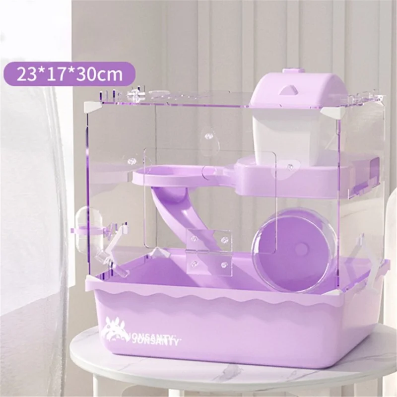 Doppelschicht Haustierkäfig Für Kleine Tiere Zwerg Hamster Haus Reiseträger, Größe S - Violett