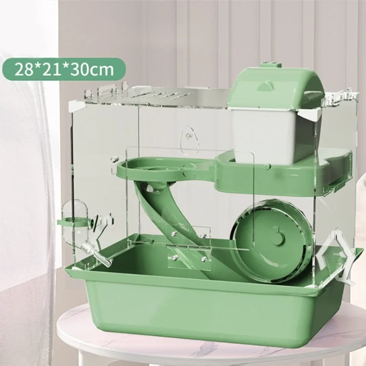 Hamster Gaiola Transparente Dual Camada Acrílico Pequeno Animal Casa Pet Transportadora, Tamanho L - Verde
