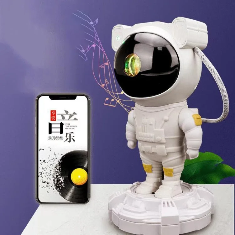 Astronauter Sterne Projektor Lampe Bluetooth Music Player Sternenry Projektionsleuchte Für Kindergarten Kinderzimmer - Weiß