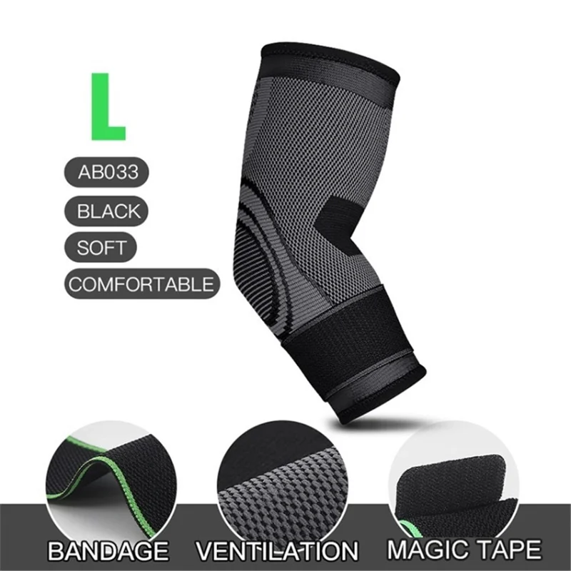 KYNCILOR AB033 Compression Arm Support Elbow Brace Protector for Volleyball Tennis Bandage - Black/L