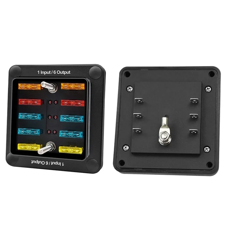 6-Way Fuse Box Ampper ATC/ATO Fuse Block with LED Indicator Sticker Label for Car, Vehicle, Rv Boat IP66 Waterproof Fuse Case - Black