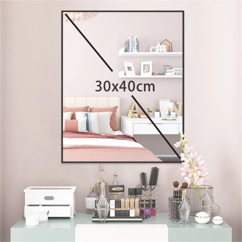 HD Exquisite Explosion-proof Bathroom Makeup Mirror - Black / 30x40cm