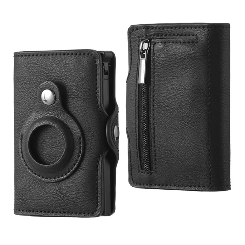 RFID Blocking Men Wallet Anti-scratch Wear-resistant Leather Bifold Money Clip Card Holder - Black/Retro