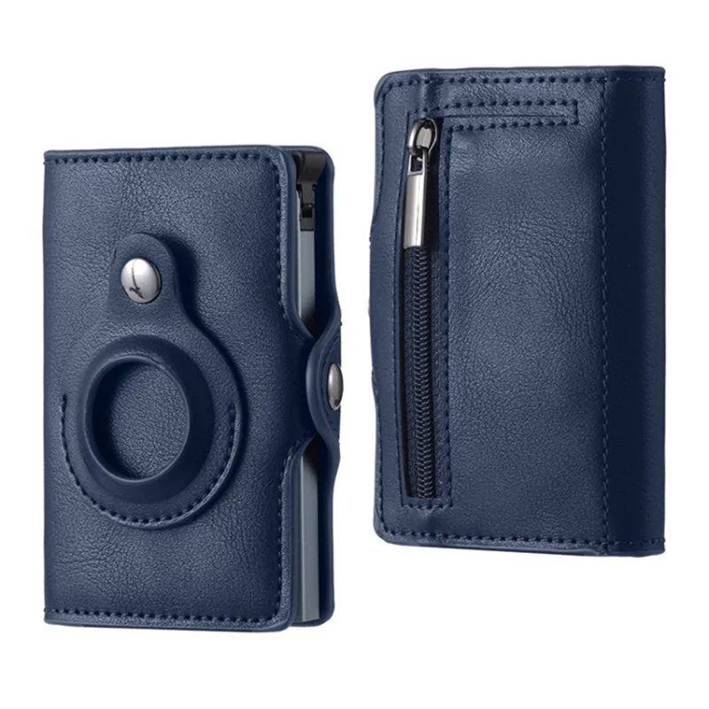 RFID Blocking Men Wallet Anti-scratch Wear-resistant Leather Bifold Money Clip Card Holder - Blue