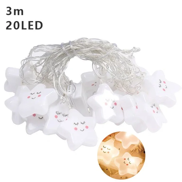 Lumière en Intérieur Pour Les Enfants Chambre de Noël Arbre de Noël Lampe de Fée de Fée Décoration de Jardin Nouvel an - Smile Star / 3m 20 Lumières / Clignotement