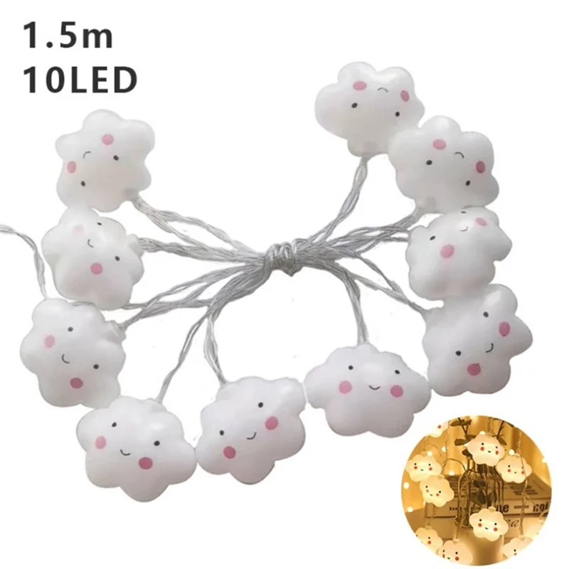 Indoor String Light for Kids Bedroom Christmas Tree Fairy Light Lamp New Year Garden Decoration - Smile Cloud/1.5m 10 Lights
