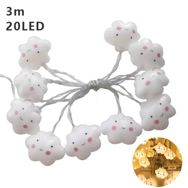 Lumière en Intérieur Pour Les Enfants Chambre de Noël Arbre de Noël Lampe de Fée de Fée Décoration de Jardin Nouvel an - Smile Cloud / 3m 20 Lumières / Clignotement