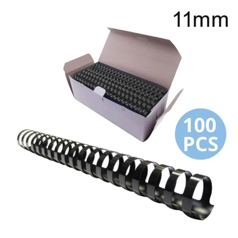 STB08 21-hole Binding Machine Plastic Comb Bindings A4 Paper Punch Binder - 100Pcs/11mm//Black