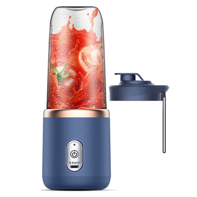 Mini Usb-mixer Für Shakes Smoothies Mit 6 Blades Handheld Mixer Juicer Juice Cup (keine FDA, Bpa-frei) - Blau/mit Deckung