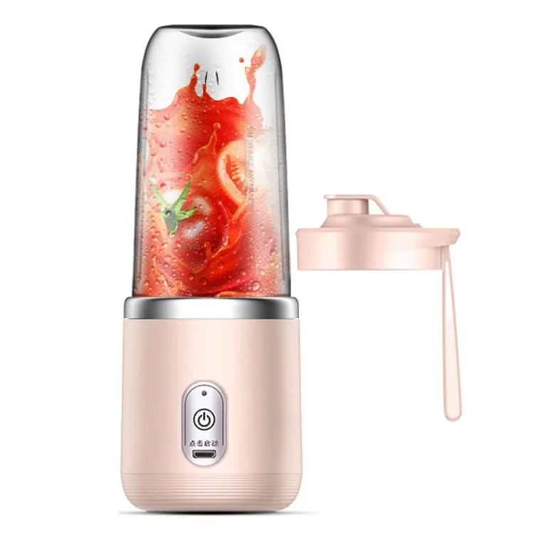 Mini Liquidificador USB Para Shakes Smoothies Com 6 Lâminas Blender Liquidador Juicer Juice Cup (sem FDA, Sem Bpa) - Rosa/com Capa