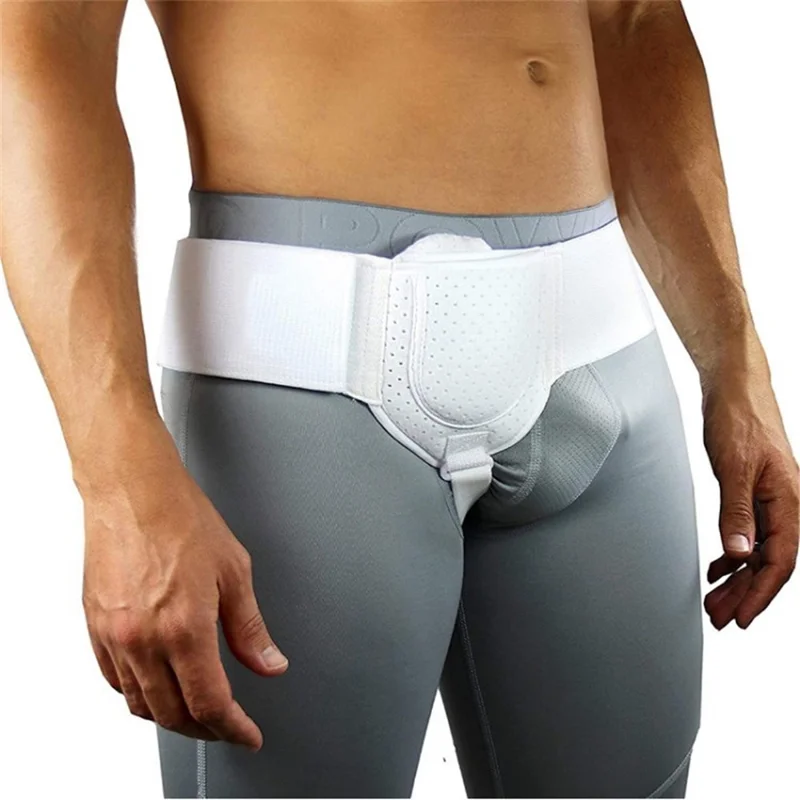 Man Woman Hernia Belt Truss Compression Pads - White