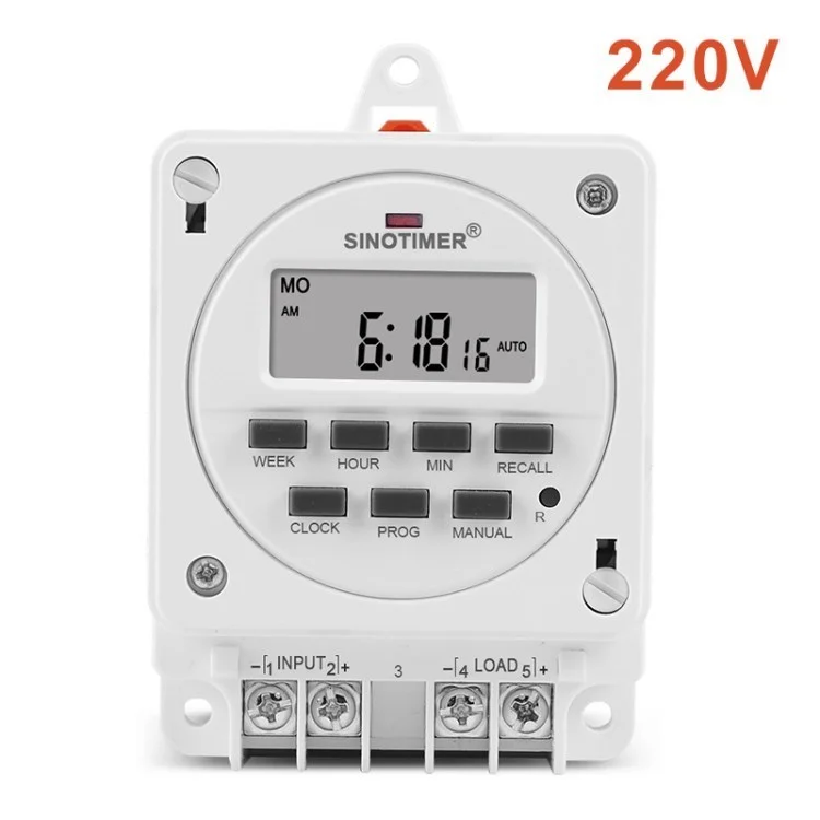 SINOTIMER TM618E 16A Temporizador de Salida Inteligente de 24 Horas Temporizador de 7 Días Programable Programable Temporizador Eléctrico de Interiores - 220V