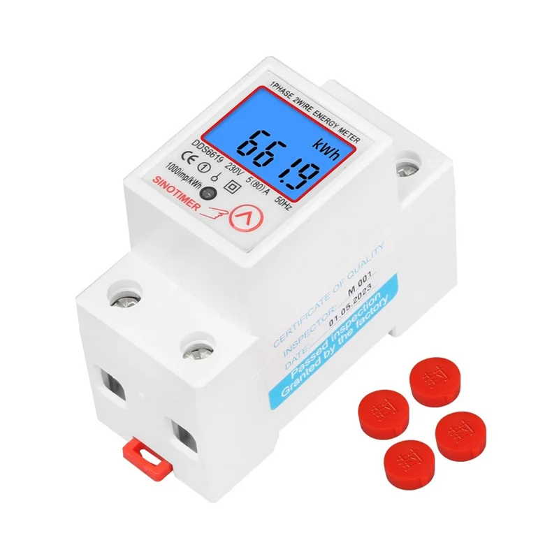 Sinotimer DDS6619-012 Medidor de Energia Elétrica 35mm Din 1000p/kwh Uso de Eletricidade Monitor de Consumo de Energia Medidor de Energia