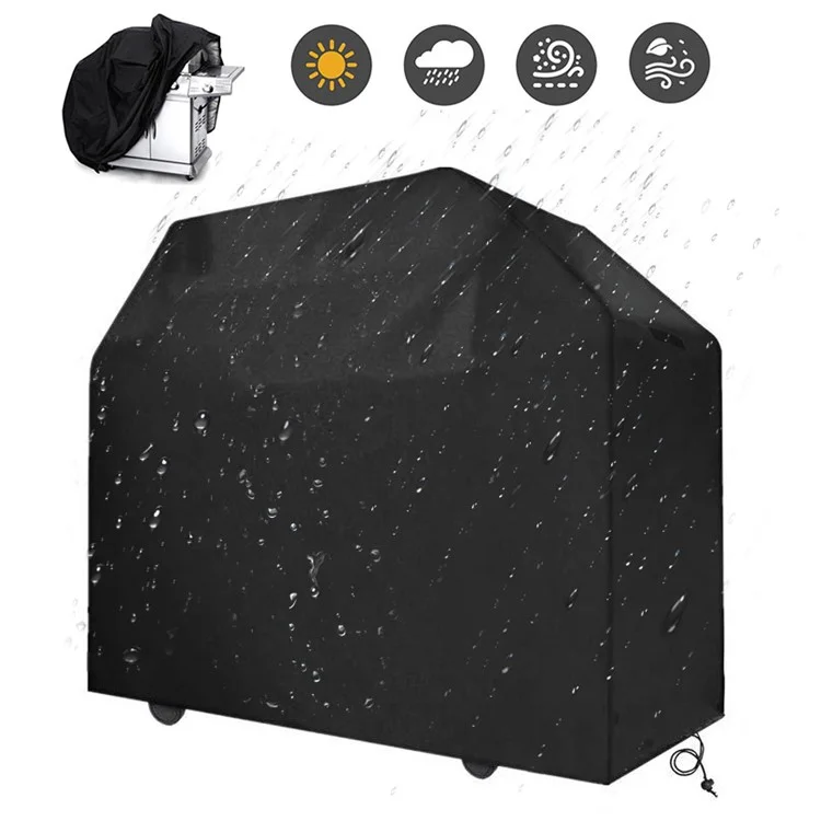 Housse de barbecue à gaz pour l'extérieur, imperméable, en polyester 420D, avec cordon de serrage réglable - Noir / 80x66x100cm