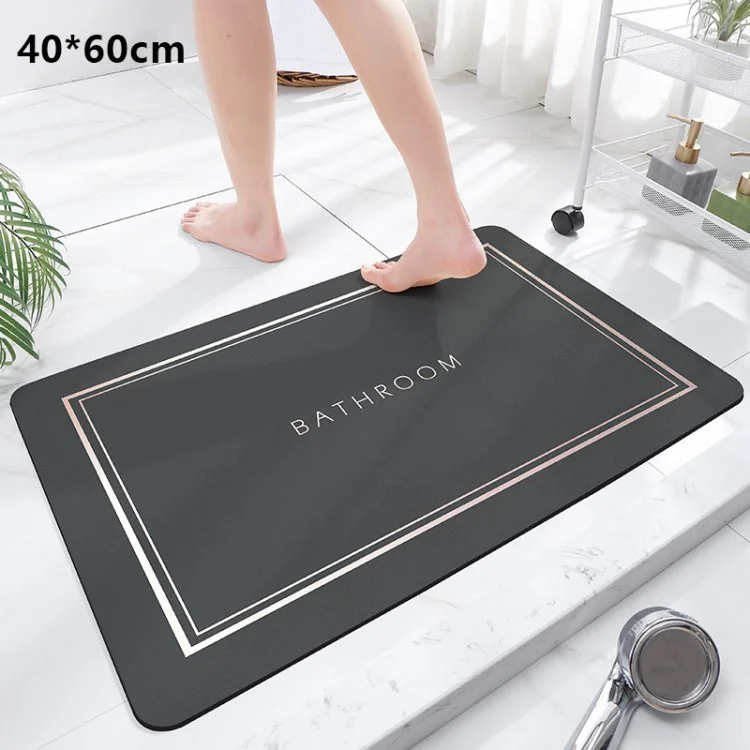 Soft Non-Slip Bathroom Carpet Water Absorption Fast Drying Bath Floor Mat - Dark Grey/40x60cm