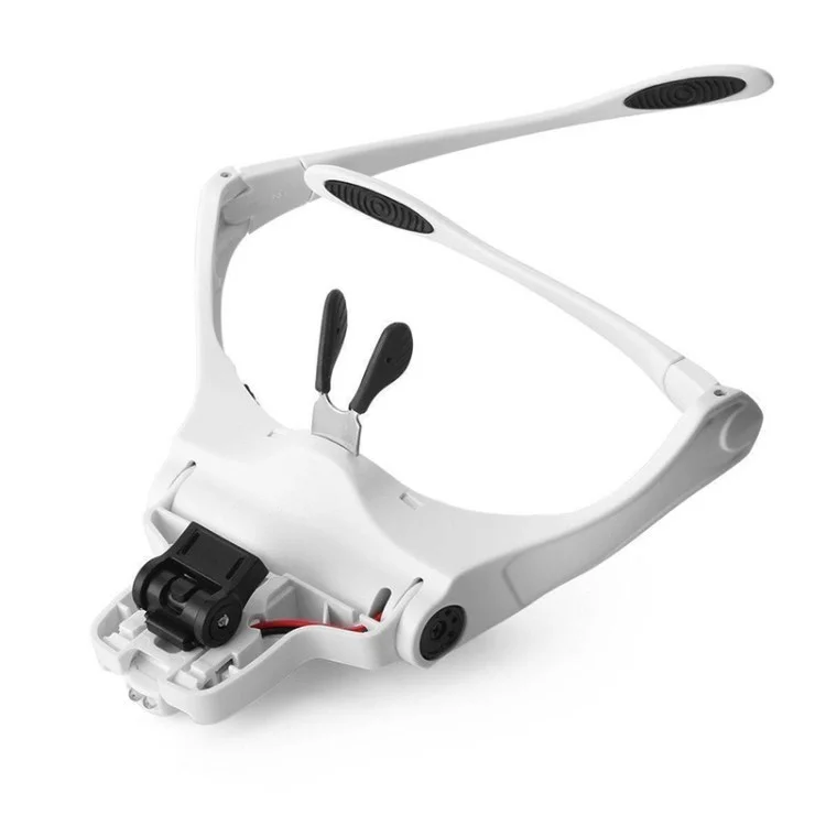 Beileshi 9892b2 Dadambio de Diadema Montaje de Montaje Cabezal Lupa Con Luz LED Para Joyeros Extensiones de Pestañas Reparación de Reloj