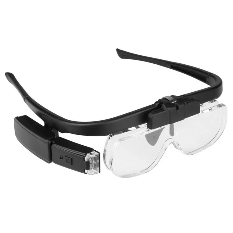 BEILESHI 11642DC Headband Magnifier Visor 5 Lens (1.5X 2.0X 2.5X 3.5X 4.0X 4.5X) Lighted Magnifying Glasses for Close Work Jewelry Crafts