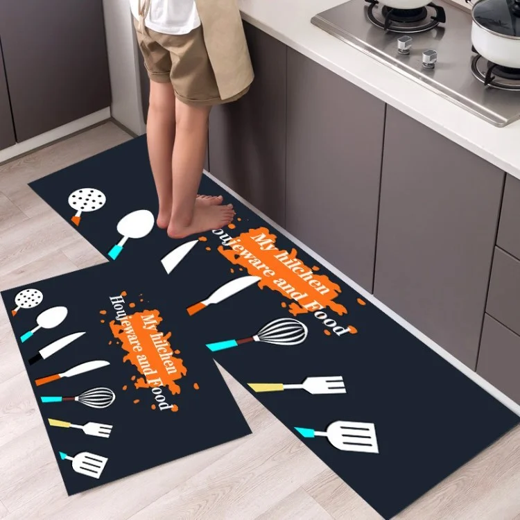2pcs/set Cocina Sin Deslizamiento Mat De La Cocina COMBRADO COMOLADA Padena De Pie Anti-fatigue RUG De Cocina, Tamaño: 40*60+40*120cm - QYSC-197