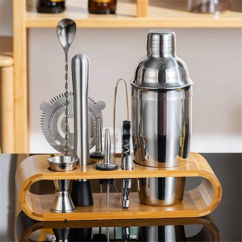 Bar Tool Set with Cocktail Shaker Stand Home Bartending Kit for Awesome Drink Mixing (FDA Certificated) - 750ml