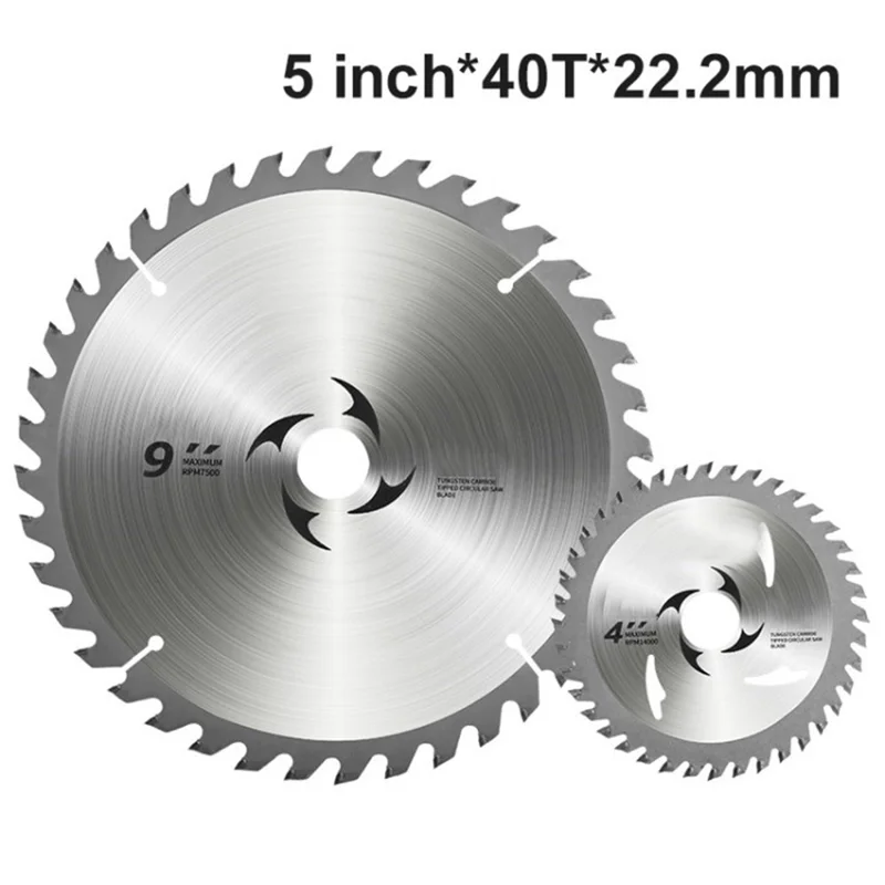 Tungsten Carbide Circular Saw Blade Cutting Disc for Woodworking - 5 inch/40T/22.2mm