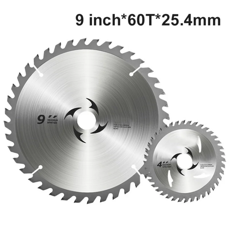 Tungsten Carbide Circular Saw Blade Cutting Disc for Woodworking - 9 inch/60T/25.4mm