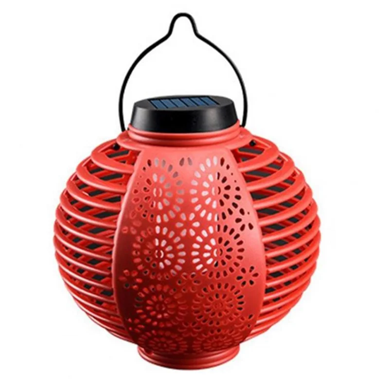 WILDERNESS sollys udendørs havelaterne hængelygte rund hængelygte til træ, hegn, patio dekoration - rød