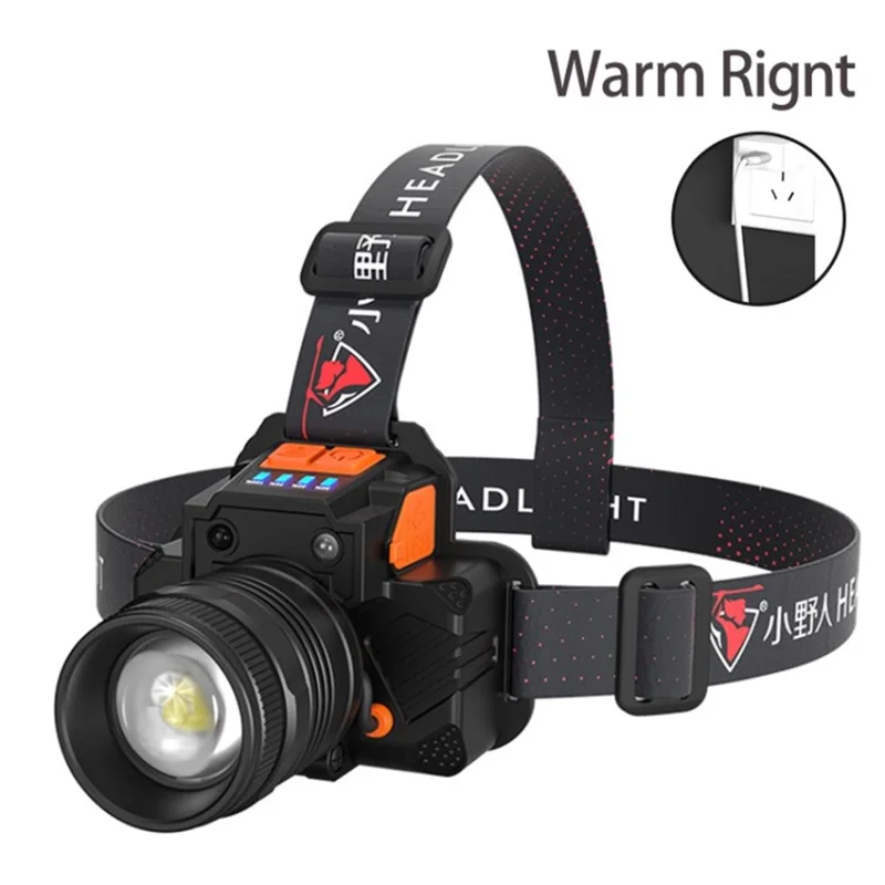 T50 Super Bright Flashlight 300m Long Range Flashlight IPX4 Waterproof Miner Lamp for Outdoor Emergency - L9 Warm Light/with CN Plug Charger