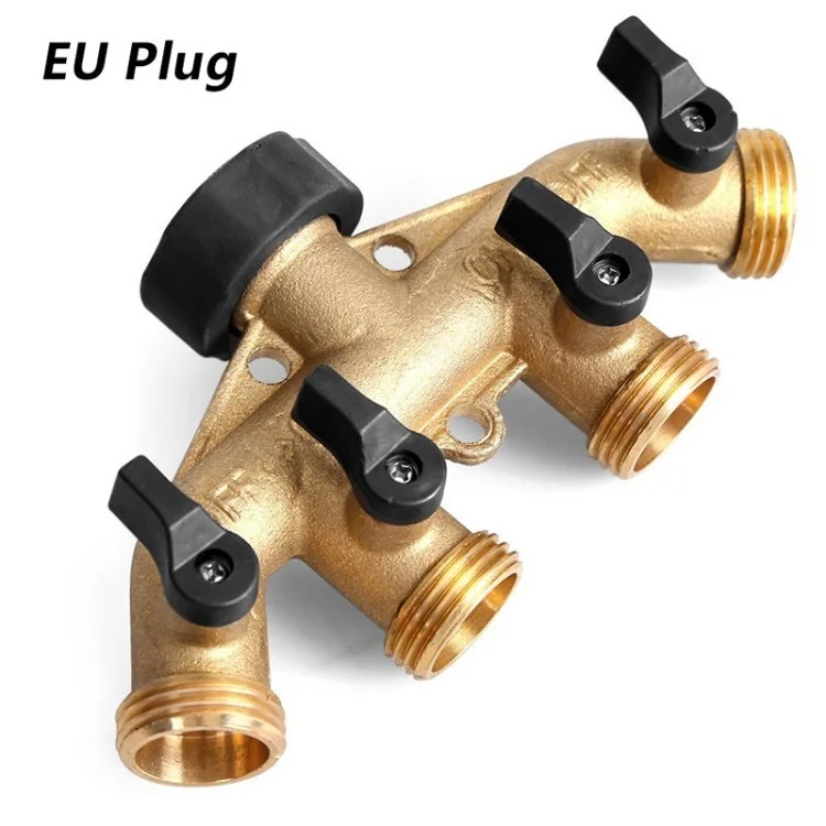 3/4 "Gartenschlauchsplitter (4 Wege) Solid Messing Schlauchanschluss TAP -Adapter - Wie Gezeigt/EU -Stecker - Wie Gezeigt // EU -Stecker