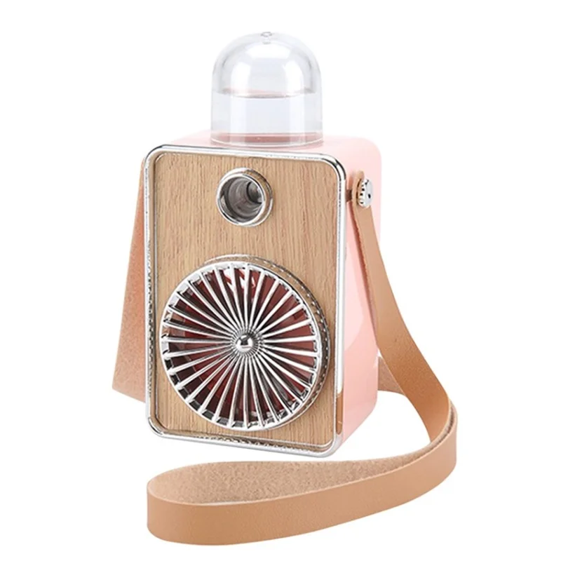 Portable Summer Cooling Fan with Light Mute Spraying Fan Personal Humidifier Fans - Pink