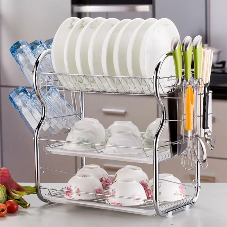 Rack de Secado de Platos Drenador de Platos Utensil Portes de Corte Para Platos Tazones de Tazas - Con Portavasos