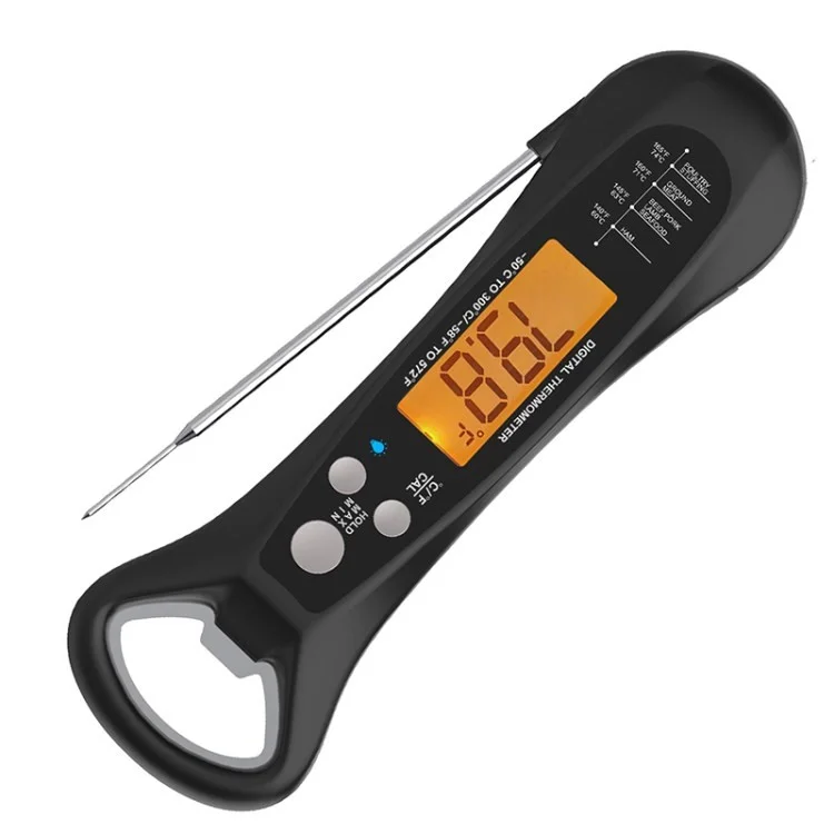 Küchenfutter -Thermometer Klappern Wasserdichte Elektronische Ofen BBQ Thermometer - Schwarz