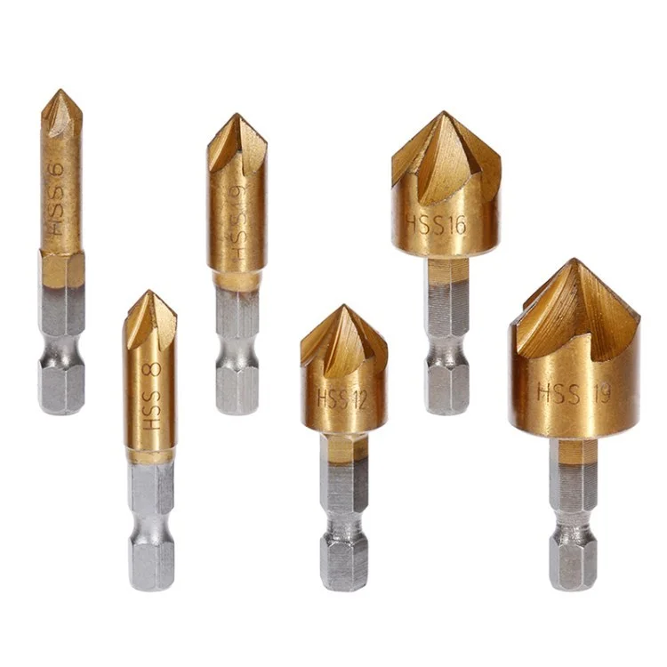6pcs 1/4 6mm-19mm Gambo Esagonale HSS 5 Bit di Perforazione Contropiede Flauto Set
