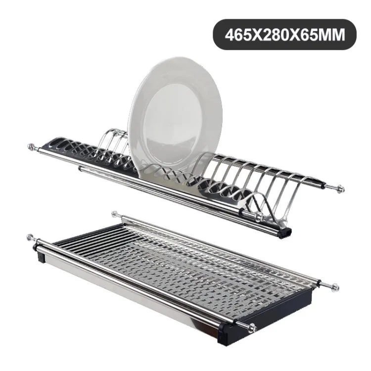 465x280x65mm Pull-Out Kitchen Cabinet Dish Organizer Heavy Duty Slide Out Pantry Shelves Sliding Drawer