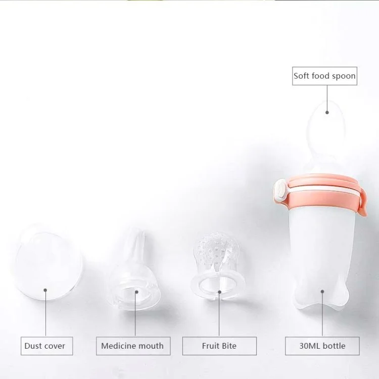 Biberon à Pression pour Bébé avec Tétine de Nutrition pour Tout-Petits et Nourrissons (Sans FDA, Sans BPA) - Rose