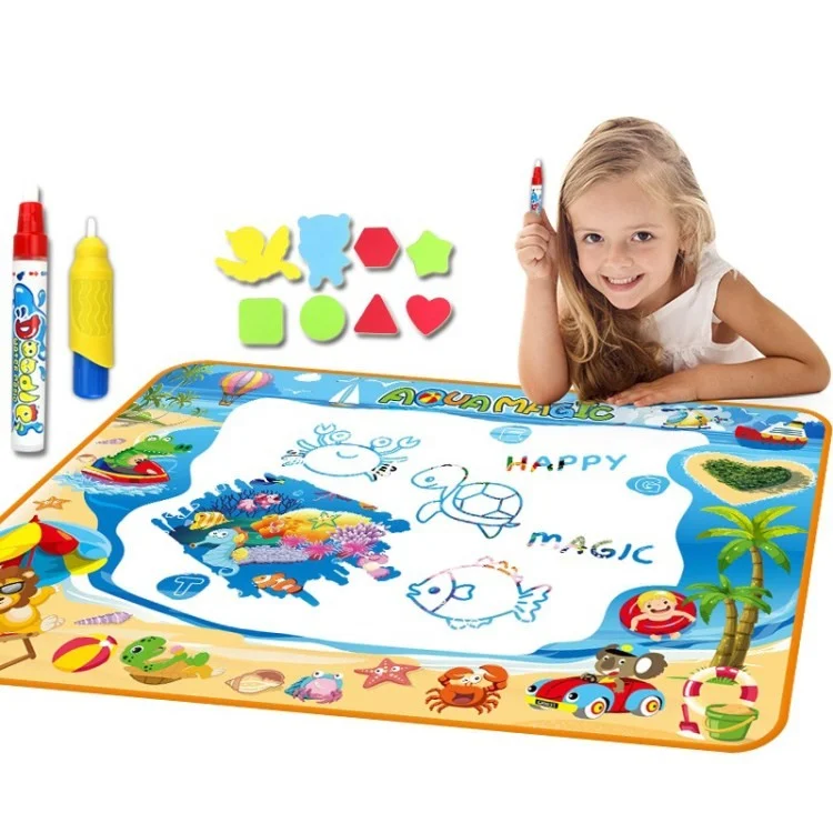 Tapete Mágico de Desenho 100x70cm para Crianças - Lona de Desenho com Água, Divertido e Educativo com Alfabeto para Colorir
