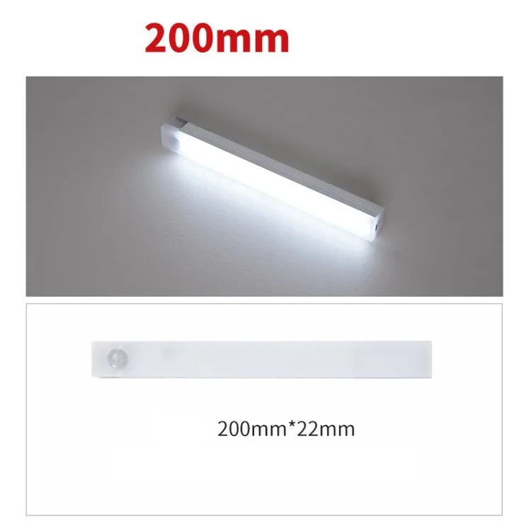Magnetic Strip Light Motion Sensor Under Cabinet Lighting Magnetic Closet Lamp - White Light/200mm