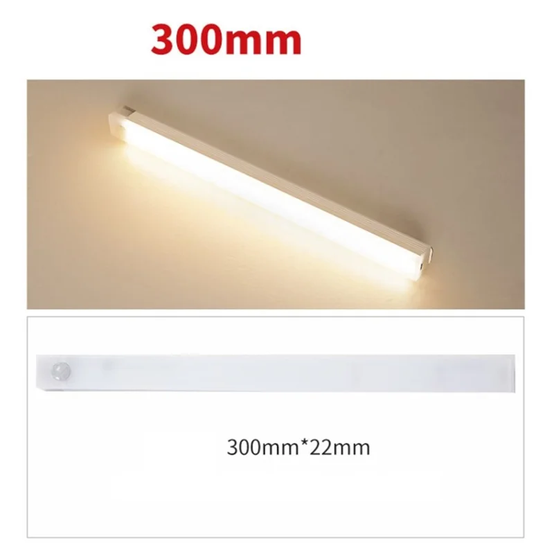 Magnetic Strip Light Motion Sensor Under Cabinet Lighting Magnetic Closet Lamp - Yellow Light/300mm