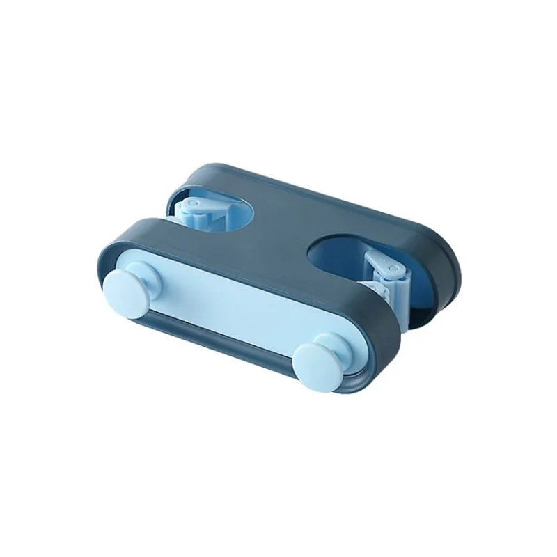 No Drilling Mop Broom Holder with Towel Holder Wall Mounted Broom Clip Mop Gripper - Blue