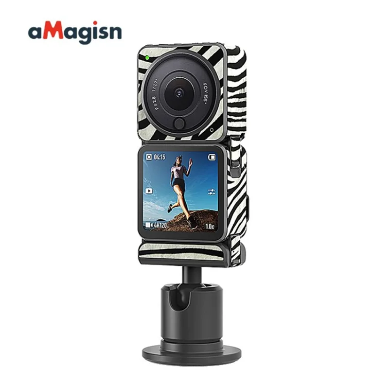 AMAGISN Pelqueta Protectiva Piel Para DJI Action 2 Cubierta de Protector de Cámara de DJI 2 Pantalla de Doble Pantalla - Cebra