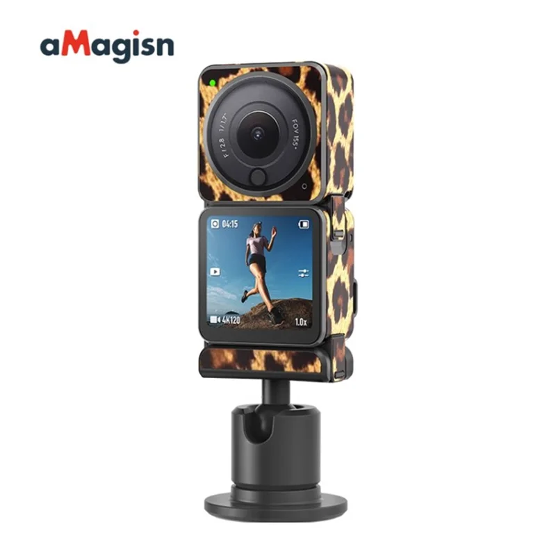 AMAGISN Protective Sticker Film Skin for DJI Action 2 Camera Protector Cover for DJI Action 2 Dual-Screen - Leopard
