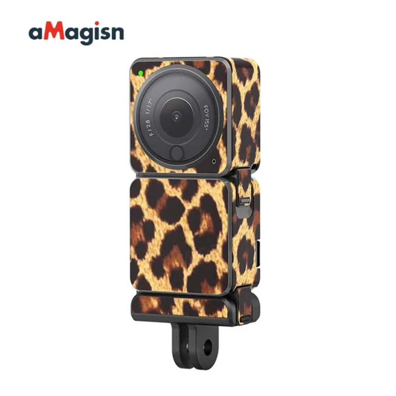 AMAGISN Protective Sticker Film Skin for DJI Action 2 Camera Protector Cover for DJI Action 2 - Leopard