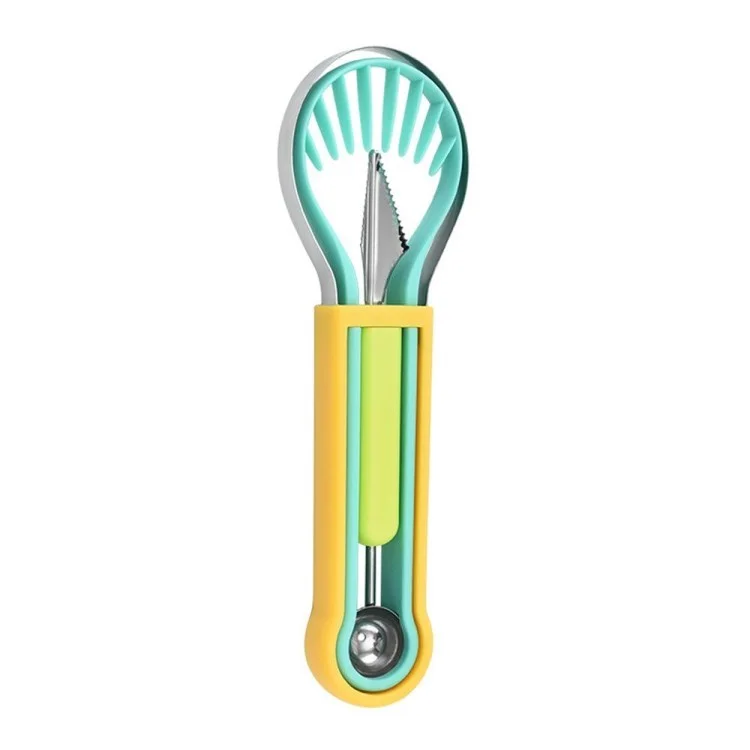 3-em 1 Digger Fruit Melon Baller Scoop Fruit Scall Slicer Knife Tool (sem FDA, Sem Bpa) - Cor Aleatória