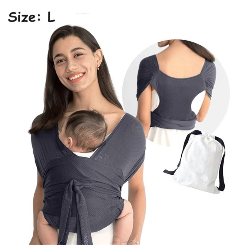 Baby Carrier Sling Wrap Multifunctional X-Shaped Baby Carrying Belt - Navy Blue/L