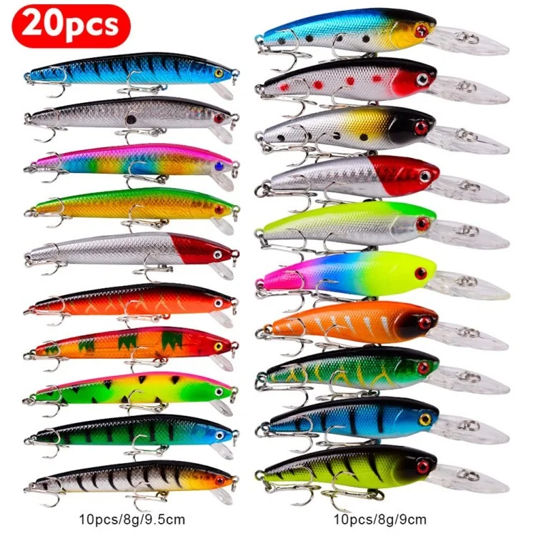 DWS251 20Pcs/Set Plastic Fishing Lure Bait for Bass Trout Salmon  (Mixed Colors)