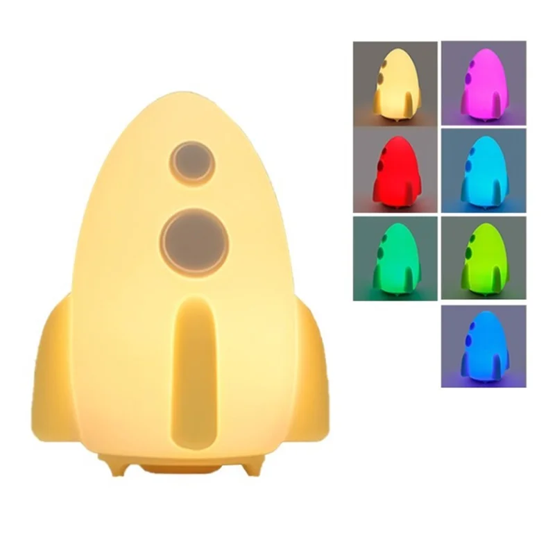 Color Changing Bedroom Lamp Silicone Rocket Light for Kids Children Gift Toy