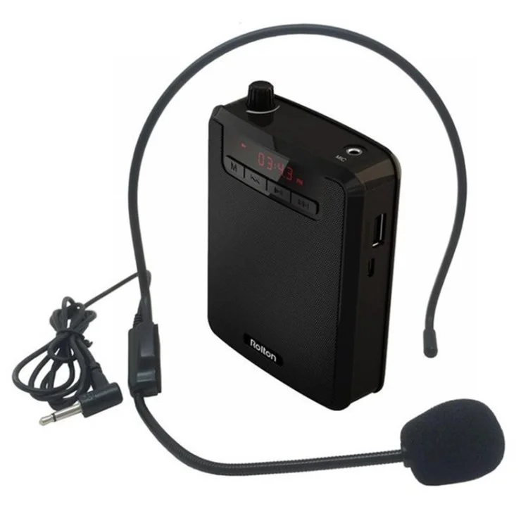 Rolton K300 Mini Amplificador de Voz Lound Speaker FM Radio Mp3 Player Power Bank Para Treinamento de Professores - Preto