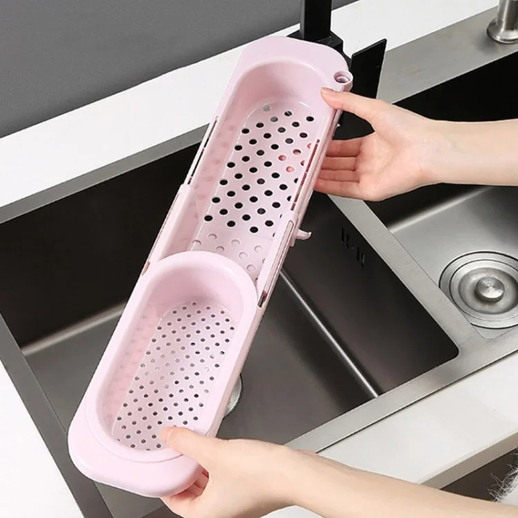 Suporte Telescópico do Pia de Armazenamento Expansível de Cesta de Cesta de Esponja Porta -sabão - Rosa